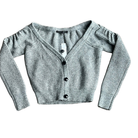 White House Black Market Sweaters - White House Black Market Gray Cropped Cardigan Size Medium